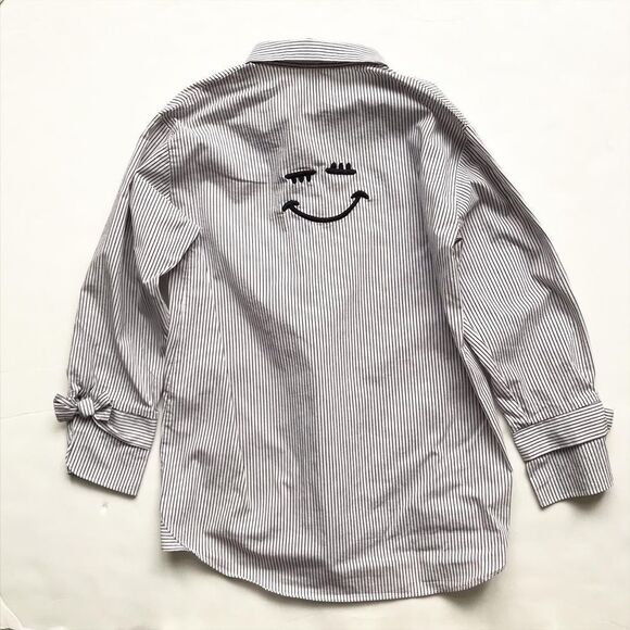 Zara oversized stripe button up shirt  EUC 10Y - Picture 5 of 6